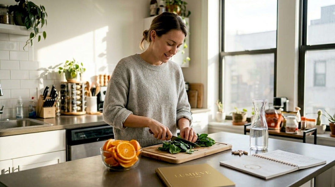 Woman preparing nutritious food for skin