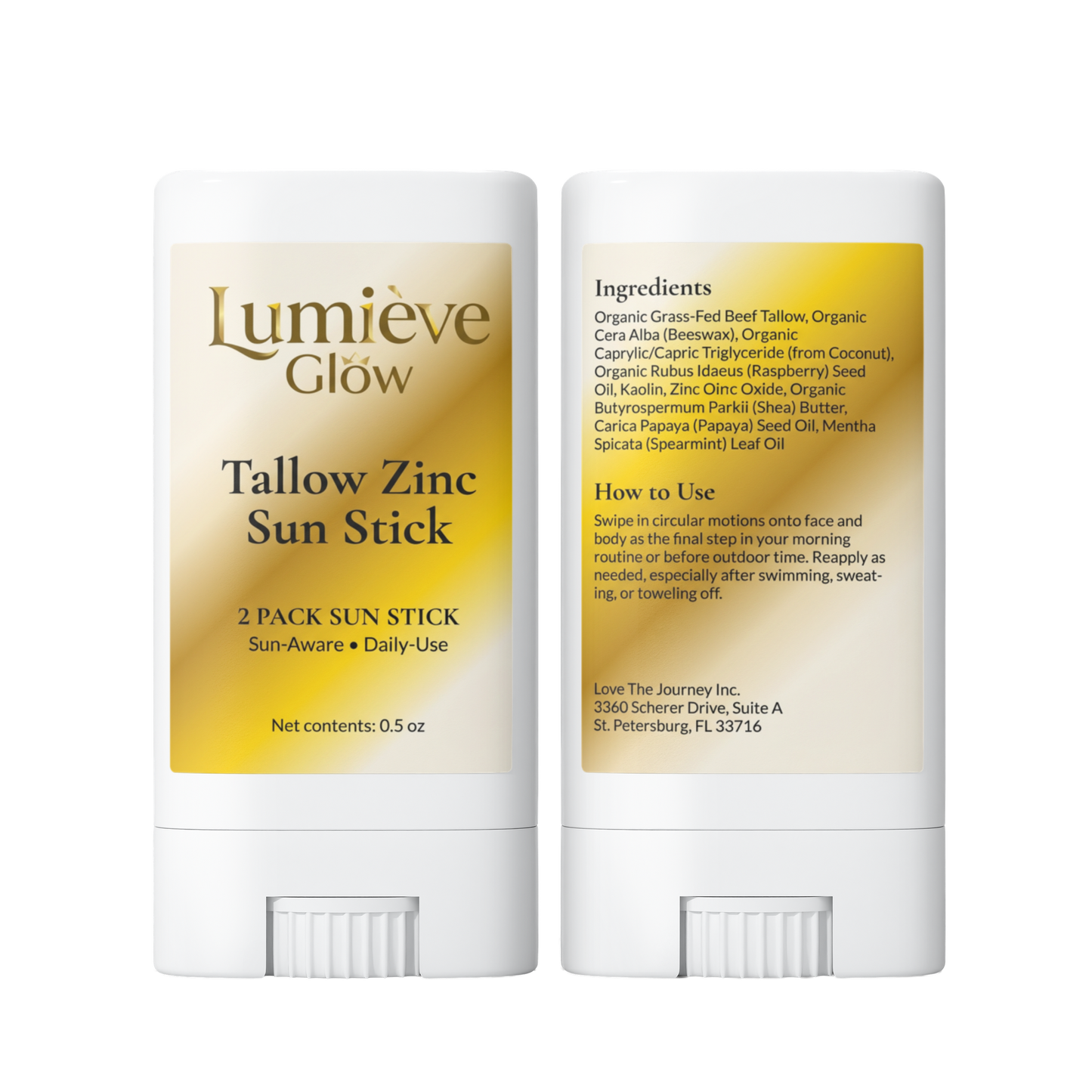 2 Pack Tallow Zinc Sun Stick