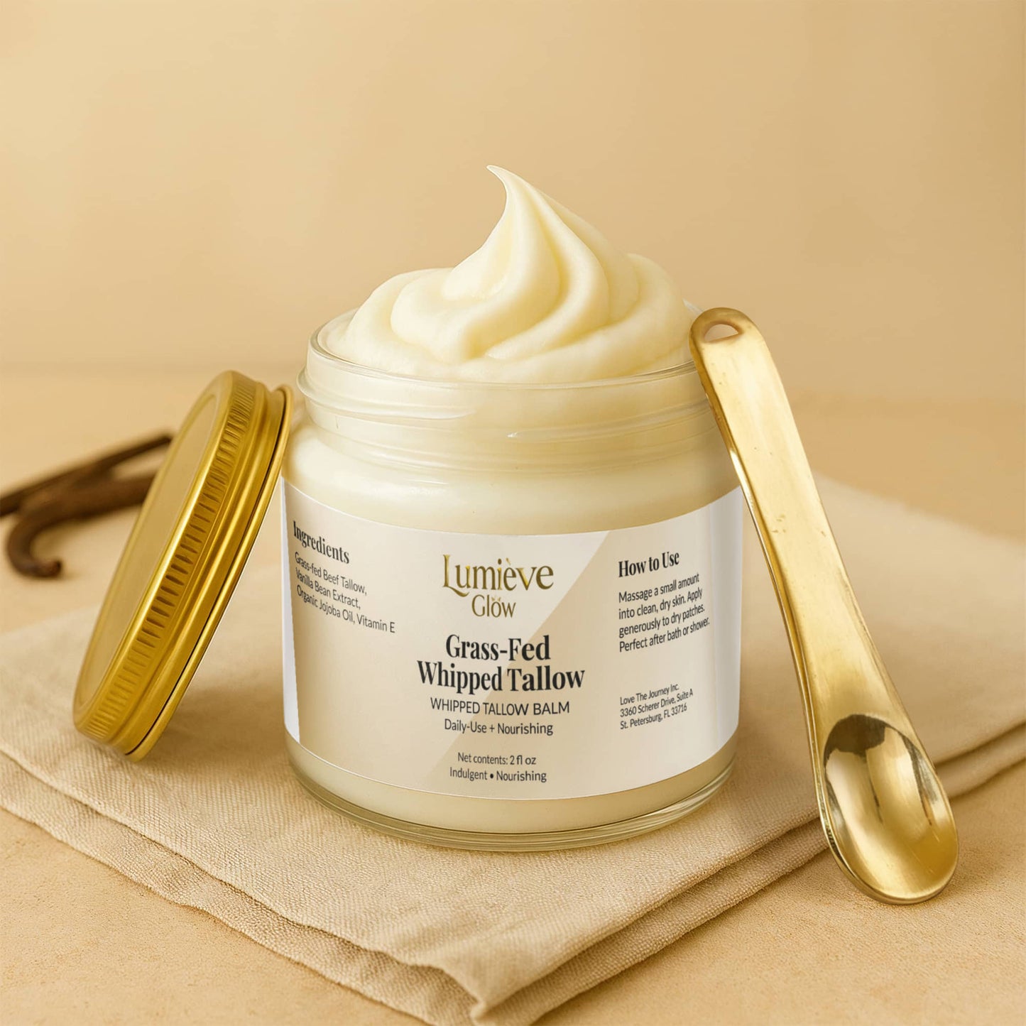 Whipped Grass-Fed Tallow Balm with Vanilla Bean